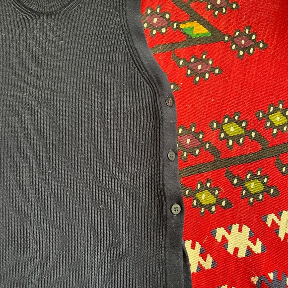 Roberto Collina navy blue merino wool rib knit tunic layering dress side slit - Picture 3 of 4